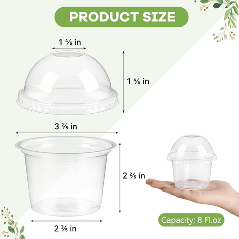 25 Pack 8 oz TOFLEN Plastic Dessert Cups with Dome Lids, Clear Disposable Yogurt Parfait Cups with Lids, Individual