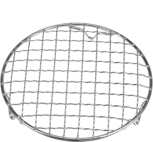 Round Cooking Rack 6-inch, 201 Stainless Steel Barbecue Grill Net with 20mm Legs for Baking Steaming