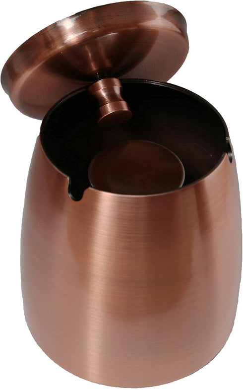 Cigarette & Cigar Smokers Waterproof Windproof Ashtray with Lid - Large Heavy Weighted Stainless Steel Tobacco Tray for