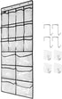 Extra Large Hanging Crystal Clear Over Door Shoe Organizer, 12+6 Pockets, 4+4 Hooks, Shoe Storage, White