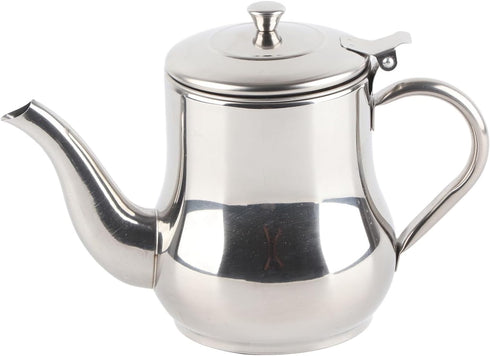 500 ML Stainless Steel Teapot, Silver Tea Kettle with Removable Infuser, Gooseneck Short Spout for Home Kitchen