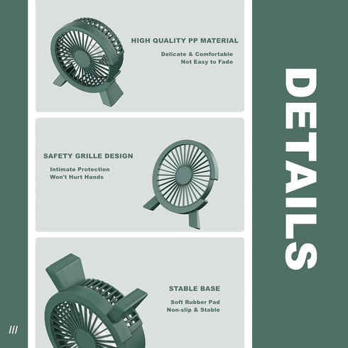 USB Fan 5in Mini Desk Table Fan, Personal Quiet Fan, Portable Desktop Cooling Fan Powered by USB for Camping, Home,