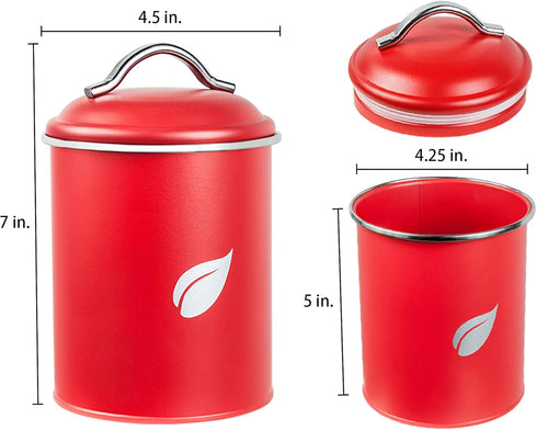 Self-Care Saf-Care Kitchen Canisters, Valentine Red Canister Set with Tight Sealed Lids, Set of 3, SC-002