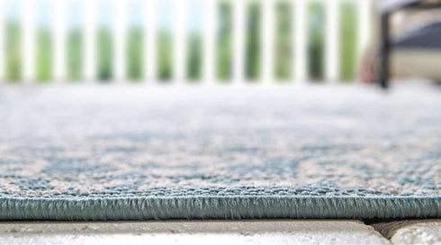 Unique Loom Outdoor Botanical Collection Area Rug - Light Blue/Beige Allover (2' x 3' 1" Rectangle)