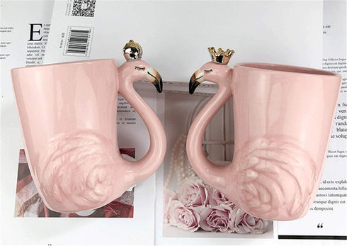16 oz Cute Pink Coffee Mug Ceramic Flamingo Gift, Unique Cups for Women, Funny Coffee Cup, Decorative Animal Decor