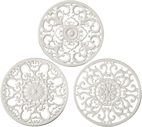 Set of 3 Extra Thick Silicone Trivet Mats for Hot Dishes, Pots, Pans, Protects Table and Countertop, White