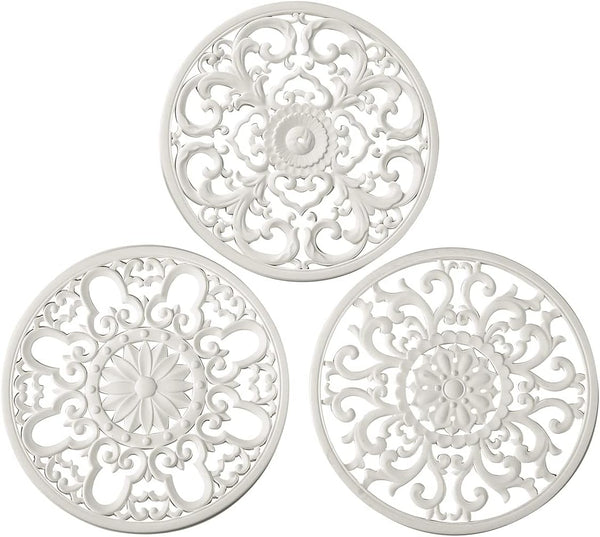 Set of 3 Extra Thick Silicone Trivet Mats for Hot Dishes, Pots, Pans, Protects Table and Countertop, White