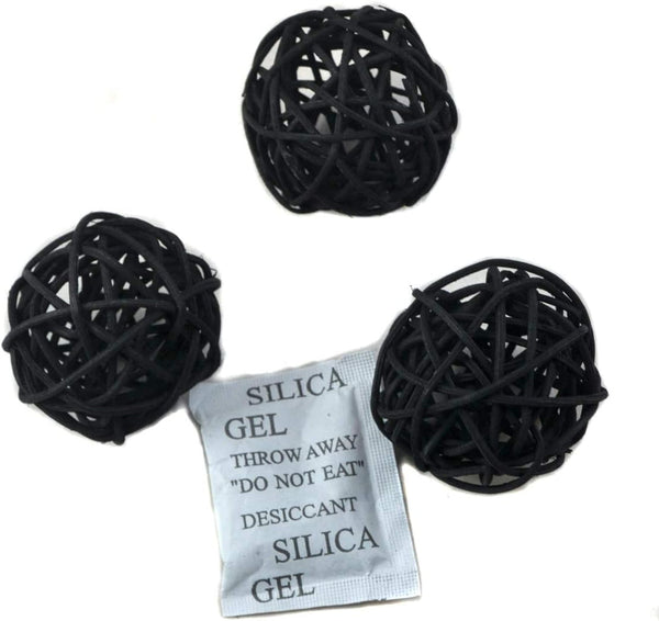 Wicker Rattan Decorative Balls - Table Wedding Party Christmas Season Home Decoration, Black, Diameter 2.4 Inch