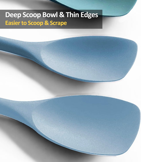 Upgrade Silicone Spatula Spoon Set, VOVOLY Heat Resistant Rubber Spoonula, Non-Stick Flexible Scrapers, 3 Pack