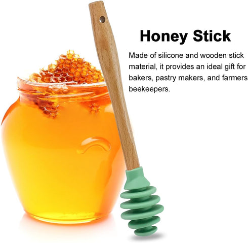 3 Pcs Silicone Honey Dipper Sticks, Non-Drip Honey Spoon with Jar Stirring Rod, Food-Grade BPA Free Dispenser