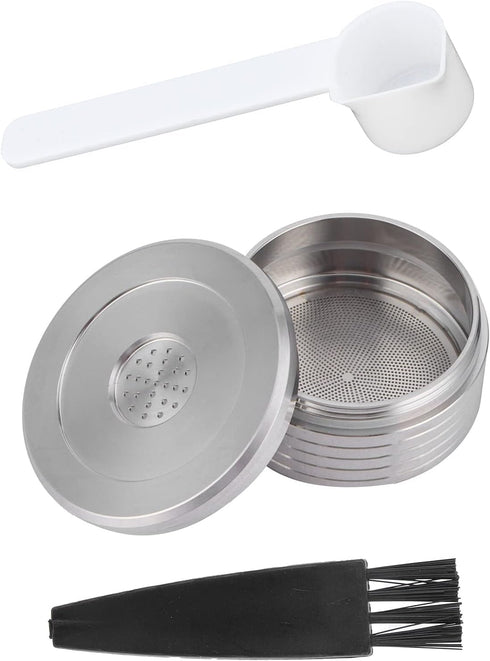 Reusable Coffee Capsule Pod with Spoon Brush, Fits Multifunctional Stainless Steel Capsule for Q NDIQ7323 Coffee Maker