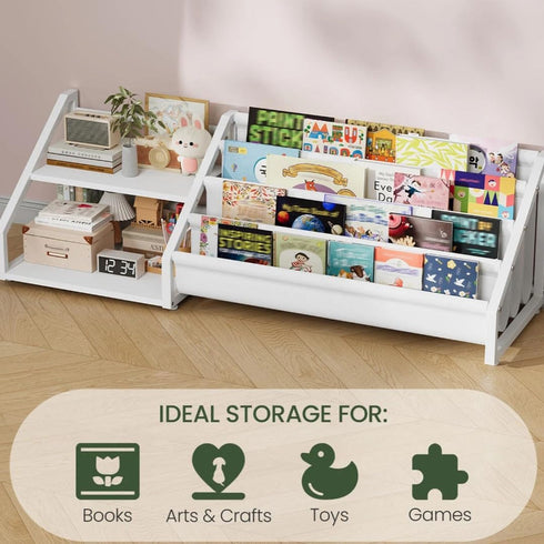 2 4-Tier TCW06WB CHOEZON Kids Bookshelf, Book Shelf for Kids Rooms, Toddler Bookshelf with Open Shelves and Sling Rack