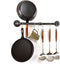 Pipe Pot Pan Rack Wall Mounted Kitchen Organizer with S Hooks, Industrial Cookware Hanger Bar Rail (24 inch, Black Gray)