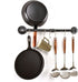Pipe Pot Pan Rack Wall Mounted Kitchen Organizer with S Hooks, Industrial Cookware Hanger Bar Rail (24 inch, Black Gray)