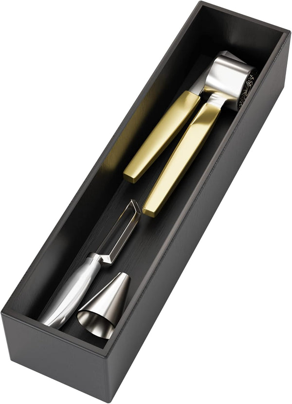 Black Bamboo Drawer Organizer for Silverware & Utensils, Multi-Use Dividers for Kitchen, Bathroom, Office (12" x 3" x