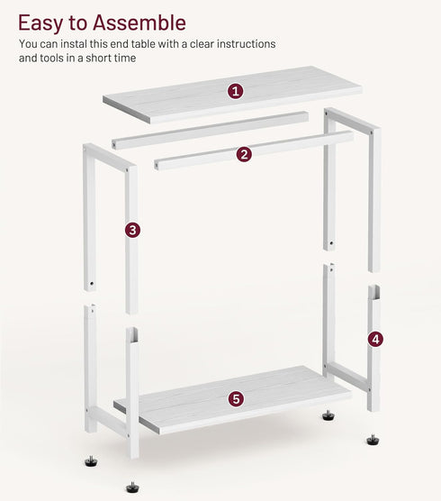 2 SLEEPING LAMB Narrow Small Side Table for Small Space, Tier Sofa Skinny End Table for Living Room, Bedroom Beside