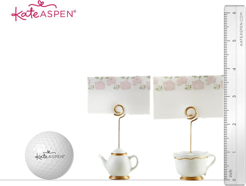 Kate Aspen Place Card Holders, Tea Time Whimsy, Teapot and Teacup, Set of 6, Pink