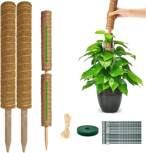 Monstera Plant Support Moss Pole: 2 Pack 16 Inch Stackable Coco Coir