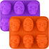 Sakolla Large Skull Cake Pan, 2 Pack 6 Cavity Silicone Molds for Halloween Cakelet, Chocolate, Candy Baking