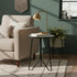 12" LIFFY Patio Side Table, Outdoor Metal Side Table with Glass Top, Indoor Round Accent End Table for Living Room