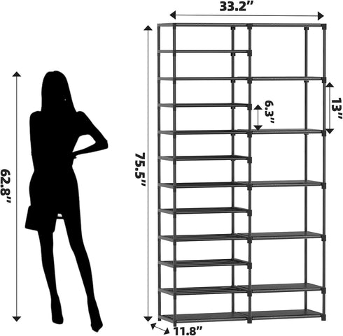 12 34-50 Closet, Ekisemio Tier Shoe Rack Tall, Shoe Rack Organizer, Large Capacity Holds Pairs, Boot Rack Organizer