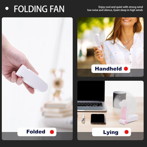 Personal Handheld Fan | Mini Portable USB Rechargeable Pocket Fan for Outdoor Travel (Pink)