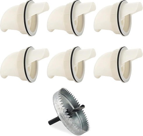 YOLCAR Chicken Feeder No Waste, 6 Ports Automatic Chicken Feeders with Hole Saw,