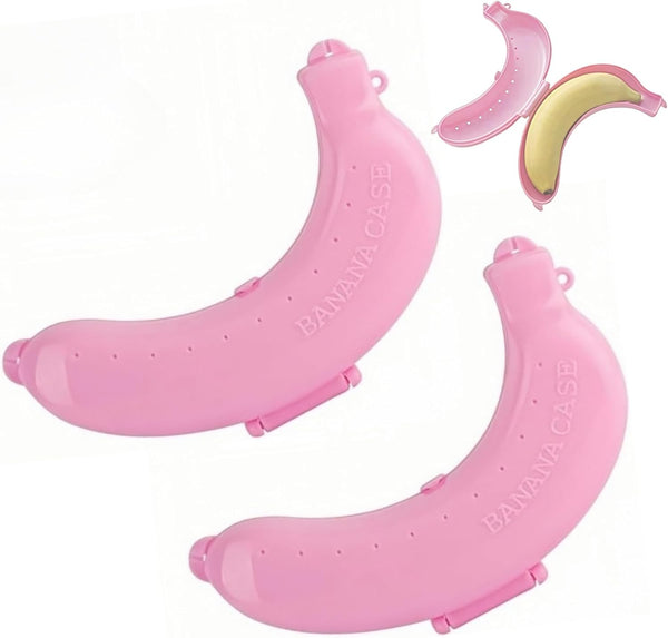 SATONBEYI 2Pcs Banana Case,Banana Holder for Lunch Boxes with Ventilation Holes,Reusable Banana Case