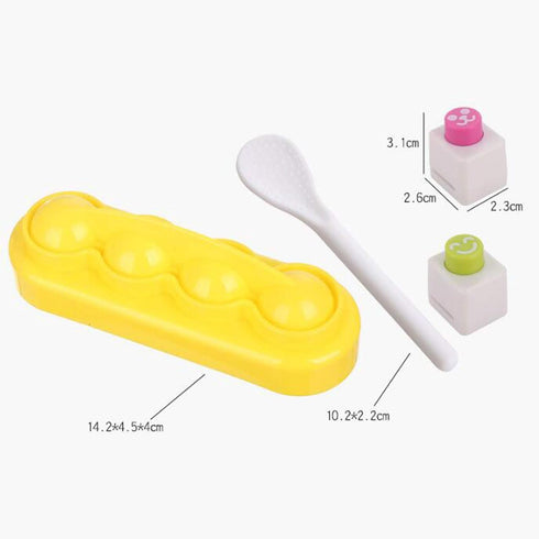 4 Pcs DIY Rice Ball Mould Shaker & 2 Smile Face Seaweed Nori Punch Embossing Mold Kitchen Tools with Mini Spoon