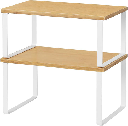 NEX Kitchen Cabinet and Counter Shelf Organizer, Stackable & Expandable, White and