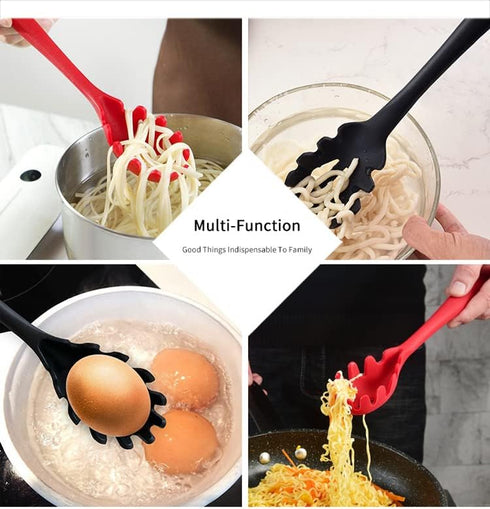 Silicone Pasta Fork (11.5"), High Heat Resistant to 480°F, Hygienic One Piece Design, Spaghetti Strainer