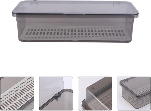 PRETYZOOM Box Storage Container - Grilling Utensils Holder with Lid for Chopsticks and Spatula Storage