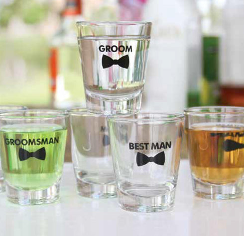 Wedding Party Bow Tie Shot Glass for Groom