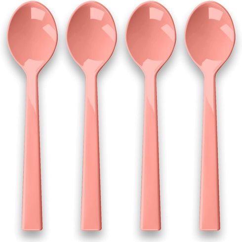 Abode Homewares Berries & Cherries Dessert/Espresso Spoon Set of 4, Pure Melamine, 6.2 x 1.4-Inch, Red
