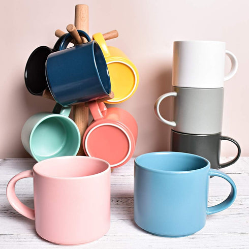 Bosmarlin Matte Ceramic Coffee Mug - 13 oz for Office and Home, Dishwasher and Microwave Safe (White, 1)