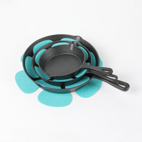 HAWOK Set of 3 Pot/Pan Protectors, 8 inch, 10 inch, 12 inch, Malachite Green