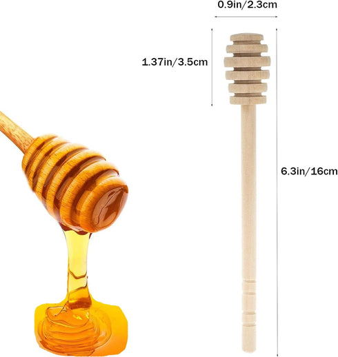 4 Pcs Wooden Honey Mixing Stirrer Sticks, 6.3 Inches Honey Dipper for Collecting and Dispensing Jam