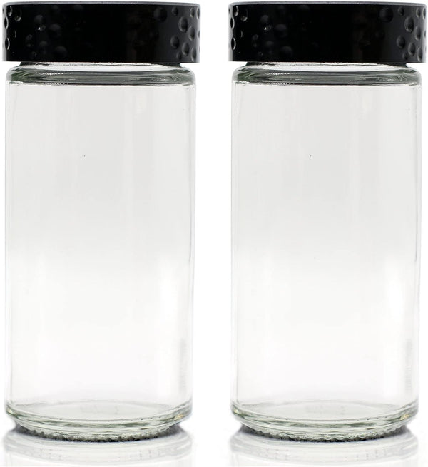2 Pcs Black Spice Jars, 3 oz Glass Seasoning Bottles, Spices Container,