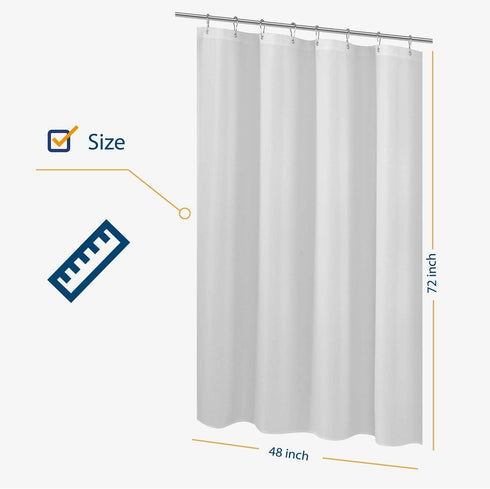 N&Y HOME Fabric Shower Curtain Liner, 48 x 72 inches, Water Repellent, White Spa Bathroom