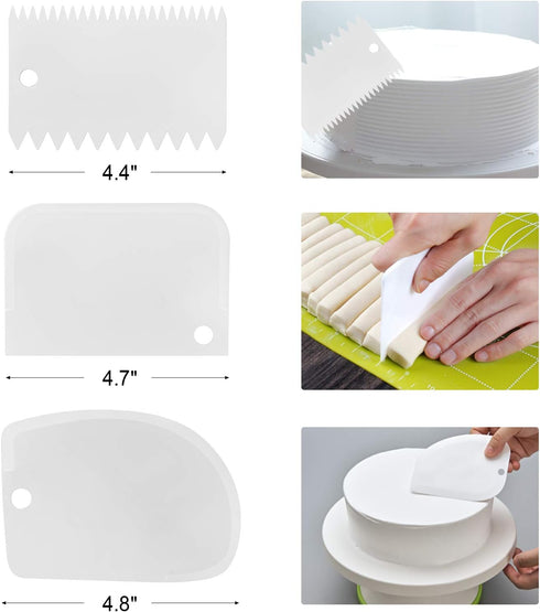 4 Packs Offset Spatula, Stainless Steel Cake Icing Spatula Set with Wooden Handle for Cake Decorating