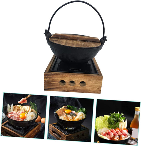 UPKOCH Sukiyaki Cheese Fondue Nabe BBQ Stove, Mini Cast Iron Skillet for Outdoor Cooking, Non-Sticky Pot