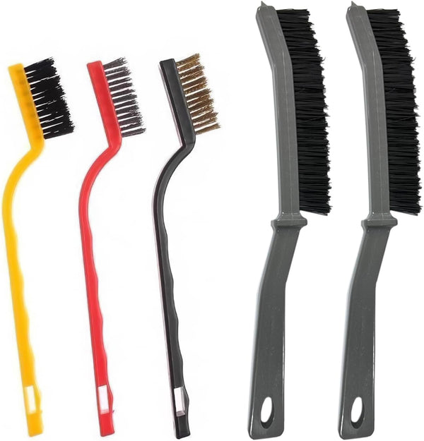Kitchen Stove Gap Cleaning Brush Set, Hard-Bristled Nylon Scrub Brushes for Grease Grime (5 Pcs)