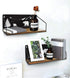 Set 2 Giftgarden Floating Shelves for Wall with Unique Adorable Bears Cutouts, Rustic Wooden Iron Wall Shelf Bear Decor