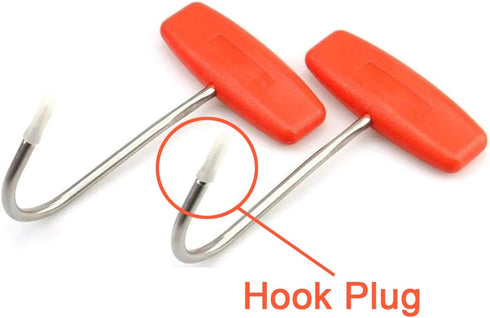 TIHOOD 2PCS T Shaped Boning Meat Hooks, 6 inch Stainless Steel Butcher Shop Tool Kit (Orange x2)