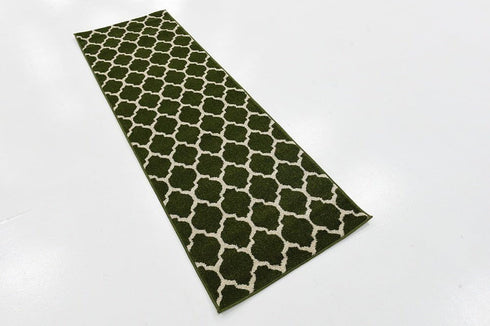 Unique Loom Trellis Collection Area Rug - Philadelphia (2' x 6' 1" Runner, Dark Green/Beige)