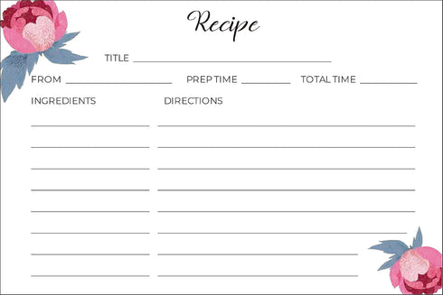 Heart&Berry Double-Sided Recipe Cards 4x6, Set of 50 Thick Recipe Cards