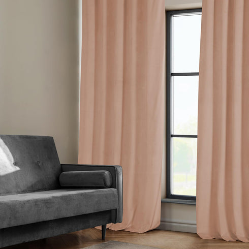 HPD Half Price Drapes Heritage Plush Velvet Curtains, 108 Inches Long Room Darkening, 50W x 108L, Peach Blossom