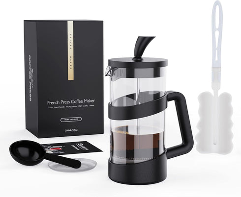 RAINBEAN Mini French Press Coffee Maker - 12 oz Camping Coffee Press Pot, Small French Press for Tea and Frothed Milk