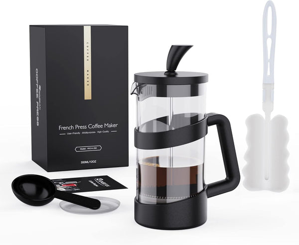 RAINBEAN Mini French Press Coffee Maker - 12 oz Camping Coffee Press Pot, Small French Press for Tea and Frothed Milk