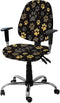 Computer Office Chair Cover, Yellow Paw Print on Black Background, Protective & Stretchable Desk Chair Slipcover